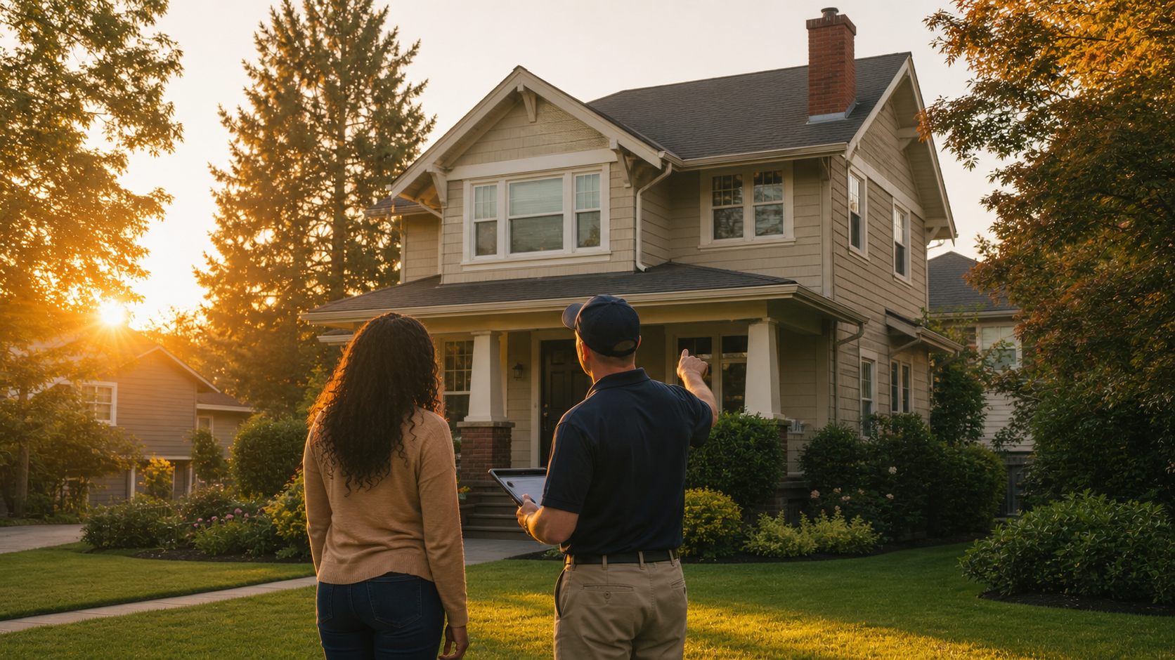 People looking at house
