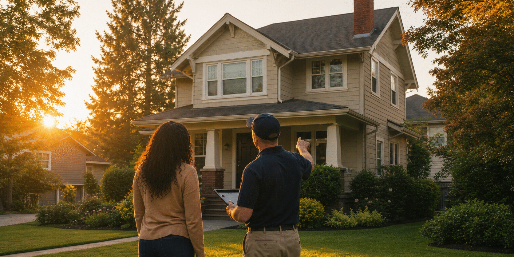 People looking at house